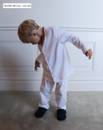 Långärmad pyjamas barn - vit med vita detaljer