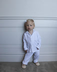 Långärmad pyjamas barn - vit med vita detaljer