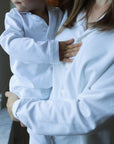 Långärmad pyjamas dam - vit med vita detaljer