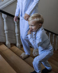 Långärmad pyjamas barn - randig blå/vit