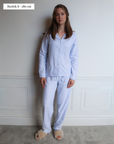 Långärmad pyjamas dam - randig blå/vit
