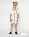 Kortärmad pyjamas vit med navy detaljer