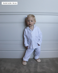 Långärmad pyjamas barn - vit med vita detaljer