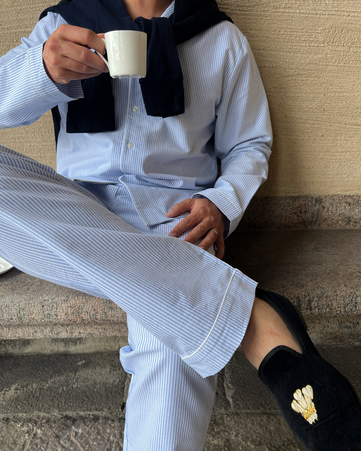 Klassisk Oxford Pyjamas Bomull Herr