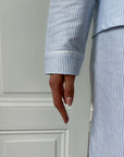 Långärmad pyjamas dam - randig blå/vit