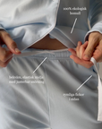 Långärmad pyjamas dam - ljusblå med vita detaljer