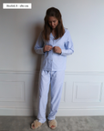 Långärmad pyjamas dam - randig blå/vit