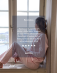 Långärmad pyjamas dam - rosa med vita detaljer